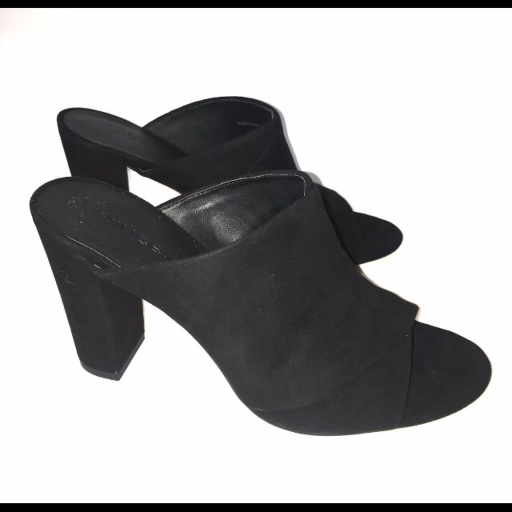 VINCE New ‘Heath’ Black Suede Leather High Heel Mule 7.5 NIB